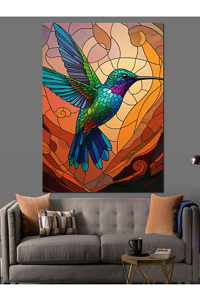 Tablomega Colorful Hummingbird Decorative Canvas - Mdf Wooden Painting