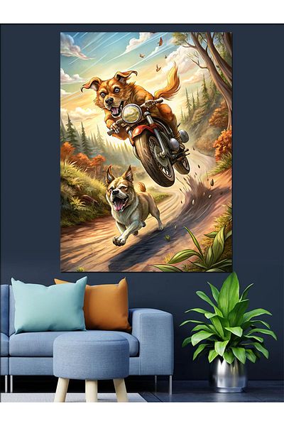 Tablomega Motorcycle Driving Decorative Canvas - Mdf Wooden Painting
