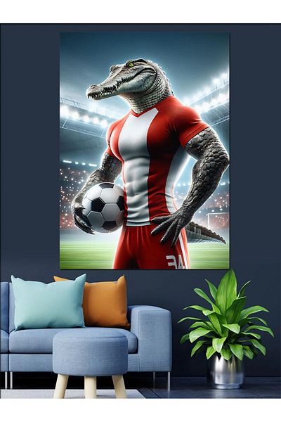 Tablomega Pânză Decorativă Crocodil Fotbal - Lemn MDF