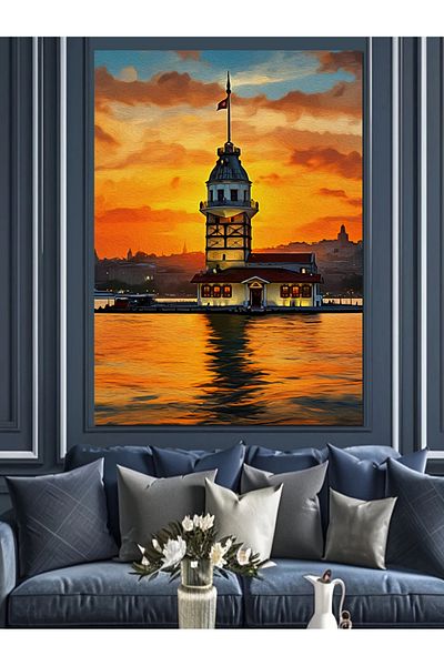 Tablomega Maiden's Tower Decorative Canvas - Mdf Wooden Painting