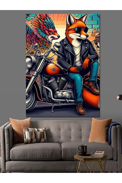 Tablomega Fox Above the Engine Decorative Canvas - Mdf Wooden Painting