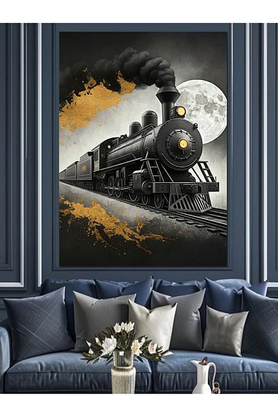 Tablomega Steam Train Decorative Canvas - Mdf Wooden Painting