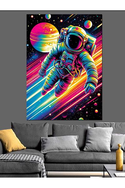 Tablomega Pânză Decorativă Neon Astronaut - Lemn MDF