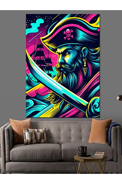 Tablomega Pânză decorativă abstractă Neon Pirate - Lemn MDF