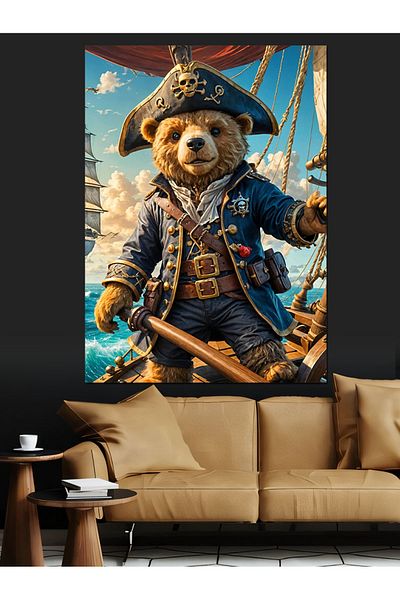 Tablomega Pirate Bear Decorative Canvas - Mdf Wooden Painting