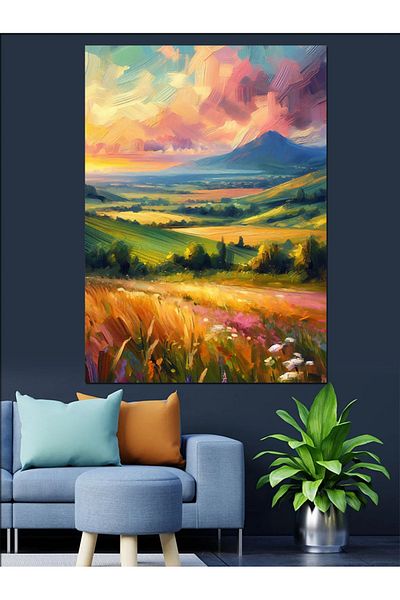 Tablomega Spring Fields Decorative Canvas - Mdf Wooden Painting