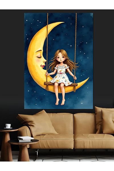 Tablomega Moon Swing Decorative Canvas - Mdf Wooden Table