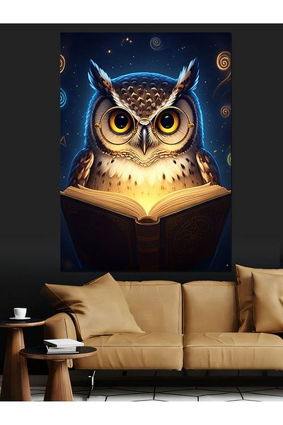Tablomega Magician Owl Decorative Canvas - Mdf Wooden Painting