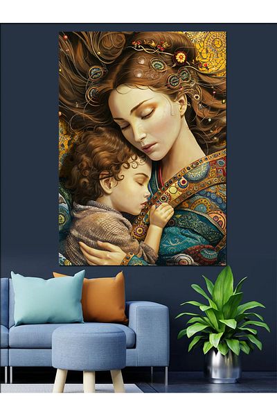 Tablomega Mother and Child Decorative Canvas - Mdf Wooden Painting