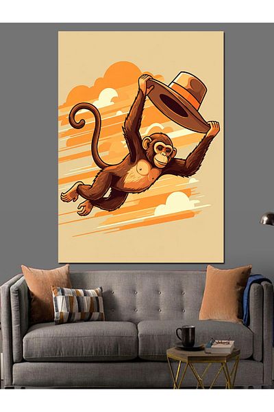 Tablomega Monkey on a Swing Decorative Canvas - Mdf Wooden Painting