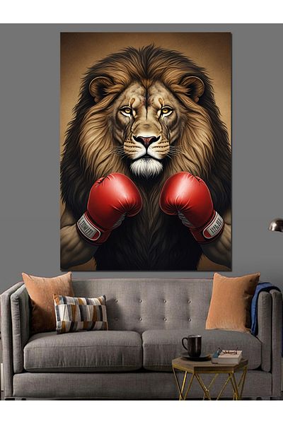 Tablomega Boxer Lion Decorative Canvas - Mdf Wooden Painting