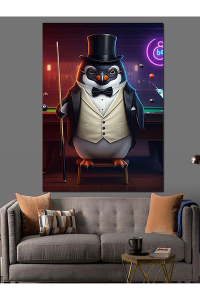 Tablomega Tuxedo Penguin Decorative Canvas - Mdf Wooden Painting