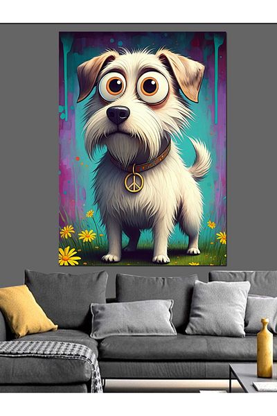 Tablomega Cute Dog Decorative Canvas - Mdf Wooden Painting