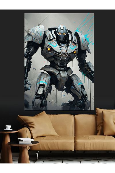 Tablomega Robot Armored Warrior Decorative Canvas - Mdf Wooden Painting