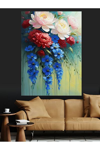 Tablomega Colorful Flower Bouquet Decorative Canvas - Mdf Wooden Painting