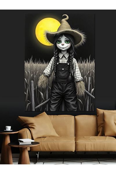 Tablomega Scarecrow in Moonlight Decorative Canvas - Mdf Wood Table