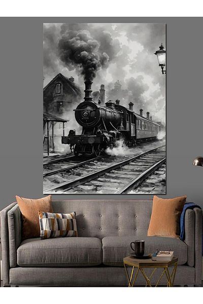 Tablomega Steam Train Decorative Canvas - Mdf Wooden Painting