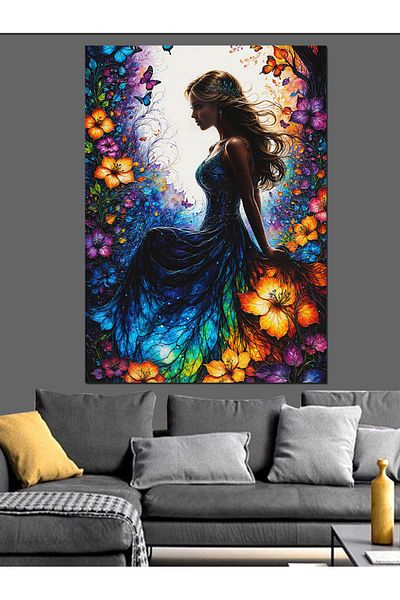 Tablomega Colorful Silhouette Woman Decorative Canvas - Mdf Wooden Painting