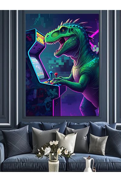 Tablomega Game Machine Dinosaur Decorative Canvas - Mdf Wooden Table