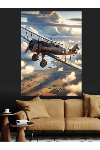 Tablomega Old Airplane Decorative Canvas - Mdf Wooden Painting