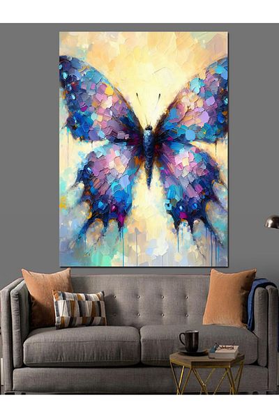 Tablomega Colorful Butterfly Decorative Canvas - Mdf Wooden Table