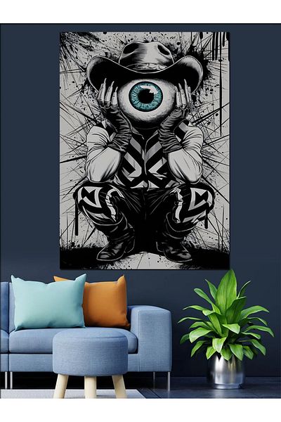 Tablomega Eye and Mascot Decorative Canvas - Mdf Wooden Painting
