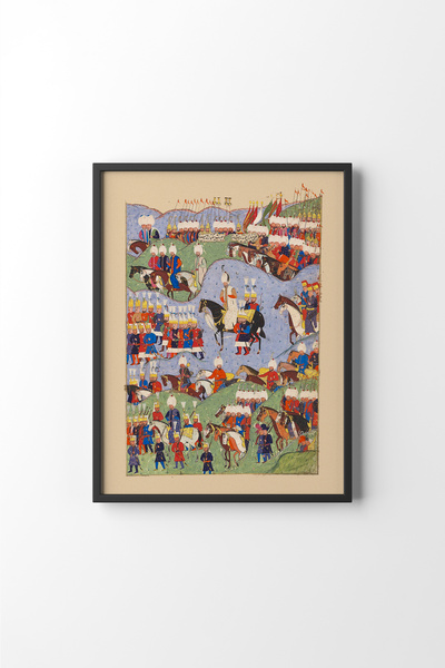 epiqart Kanuni Sultan Süleyman'ın Zigetvar Seferi Minyatürü - Siyah Çerçeve