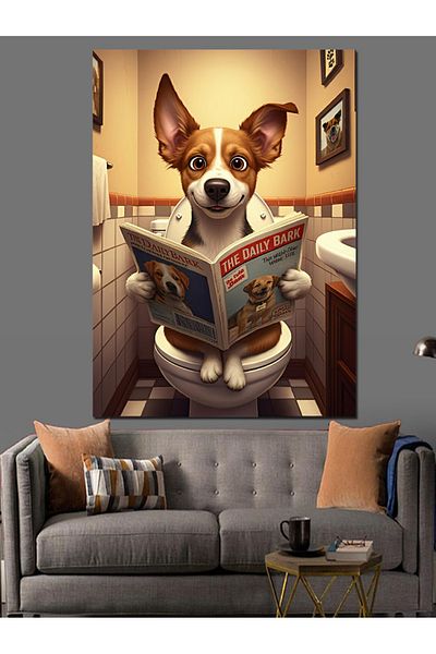 Tablomega Dog Reading Newspaper Decorative Canvas - Mdf Wood Art Print