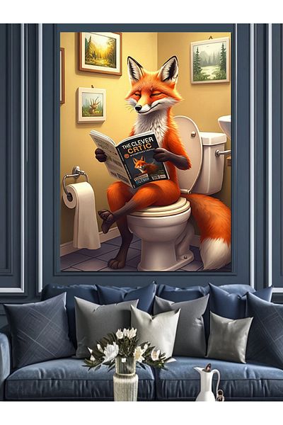 Tablomega Newspaper Fox Decorative Canvas - Mdf Wooden Painting