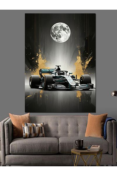 Tablomega Race Car in Moonlight Decorative Canvas - Mdf Wooden Painting
