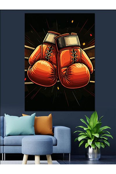 Tablomega Boxing Gloves Decorative Canvas - Mdf Wood Painting