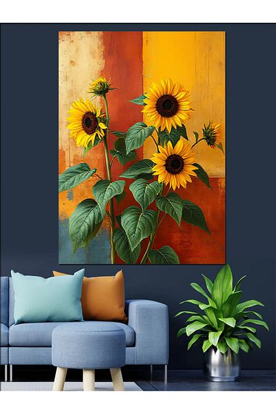 Tablomega Yellow Sunflower Bouquet Decorative Canvas - Mdf Wooden Painting