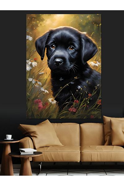 Tablomega Black Labrador Dog Decorative Canvas - Mdf Wooden Painting