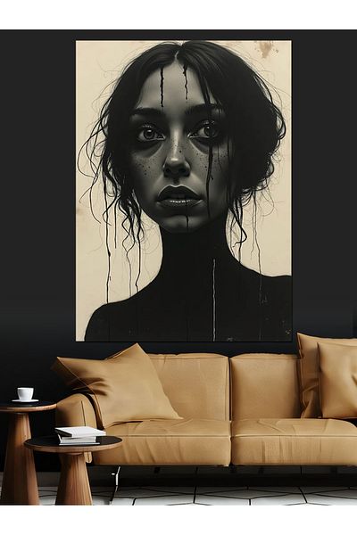 Tablomega Portrait of a Dark Woman Decorative Canvas - Mdf Wooden Painting