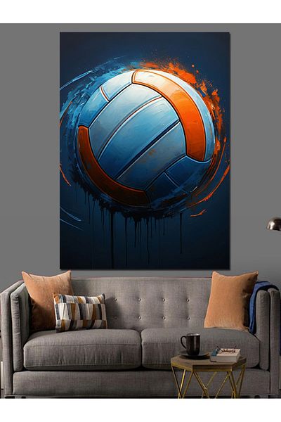 Tablomega Volleyball Ball Decorative Canvas - Mdf Wooden Painting