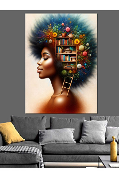 KanvasSepeti Portret de femeie cu păr colorat, pictură în ulei, texturată, pâ...