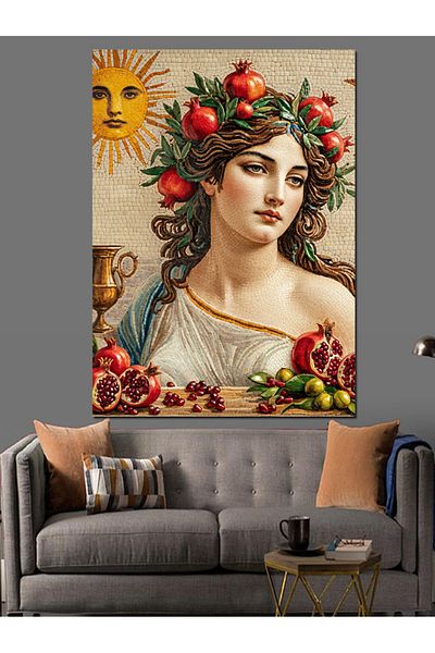 Tablomega Pânză decorativă pentru femei cu coroană de flori - Lemn MDF