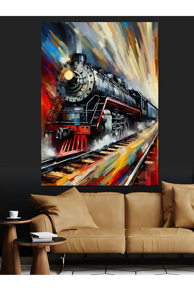 Tablomega Fast Steam Train Decorative Canvas - Mdf Wooden Painting