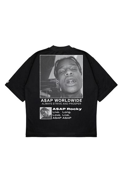 PURE EFFECT Unisex Oversize Asap Rocky Printed Oversize Unisex 100% βαμβακερό αναπνεύσιμο μπλουζάκι