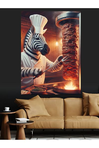 Tablomega Rotary Master Zebra Decorative Canvas - Mdf Wooden Painting