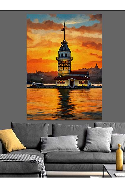 Tablomega Maiden's Tower Decorative Canvas - Mdf Wooden Painting