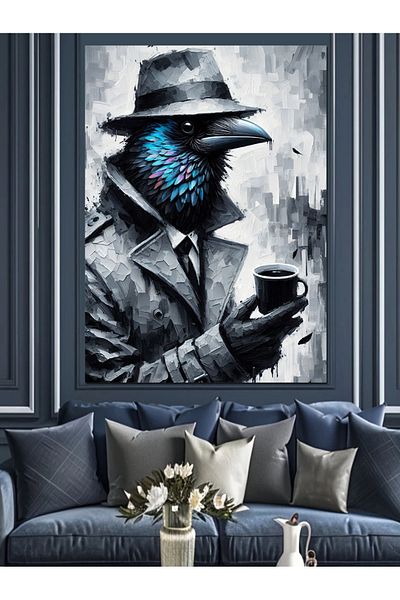 Tablomega Pânză Decorativă Detective Crow - Lemn MDF