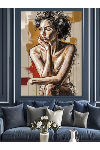 Tablomega Pânză decorativă pentru femei Thinking - Lemn MDF