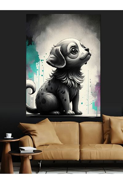 Tablomega Cute Dog Decorative Canvas - Mdf Wooden Painting