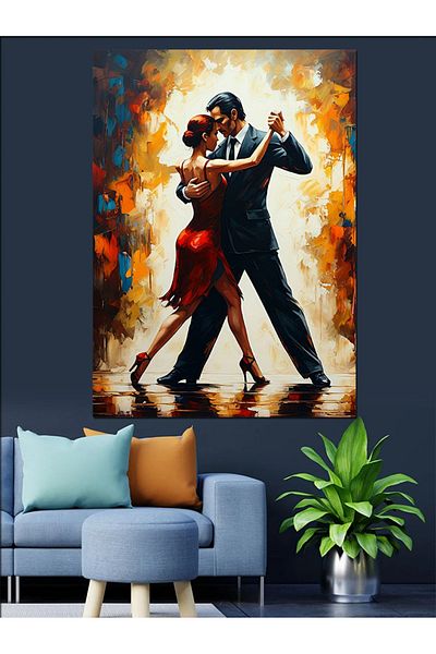Tablomega Dancing Couple Decorative Canvas - Mdf Wooden Table
