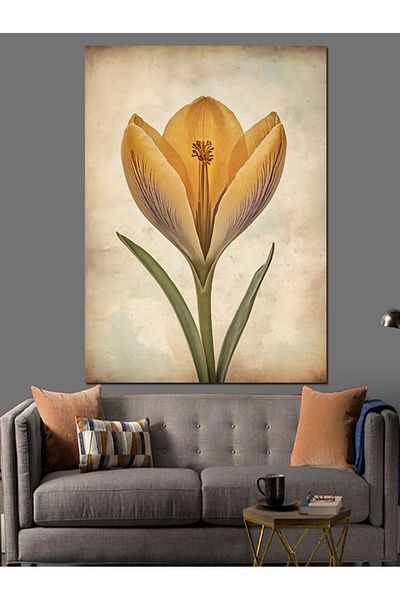 Tablomega Yellow Flower Decorative Canvas - Mdf Wooden Painting