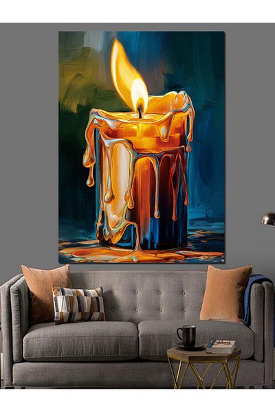 Tablomega Melting Candle Decorative Canvas - Mdf Wooden Table