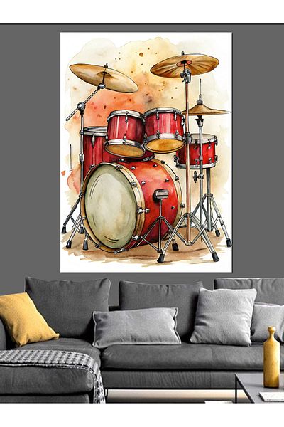 Tablomega Drum Set Decorative Canvas - Mdf Wooden Table