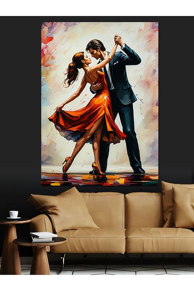 Tablomega Tangoing Couple Decorative Canvas - Mdf Wooden Table