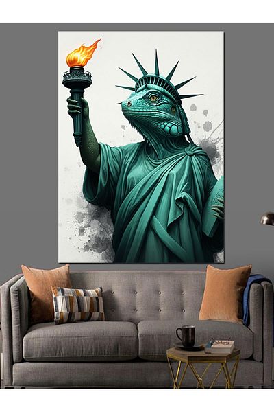 Tablomega Statue of Liberty Decorative Canvas - Mdf Wooden Table